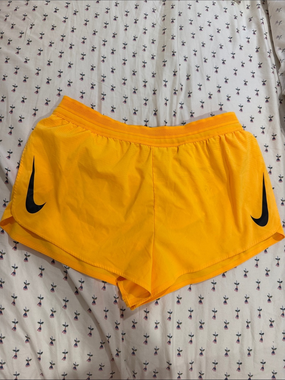 Nike Women’s Bright Yellow Athletic Running Shorts with Black Swoosh